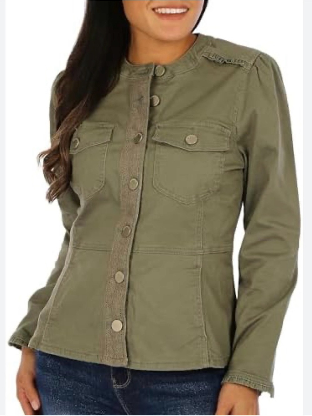 Democracy Olive Green Button-Front Utility Jacket